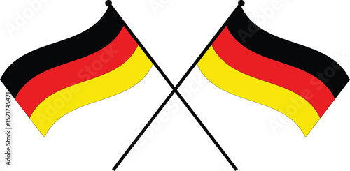 Two Crossed German Flags on Black Poles eps vector  