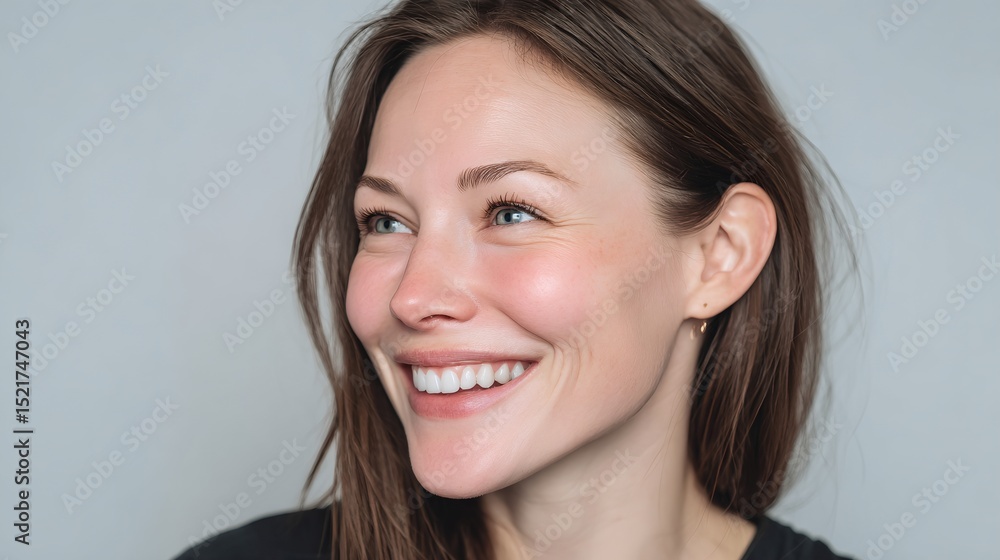 A woman with long brown hair and a smile on her face A woman with long brown hair and a smile on her face