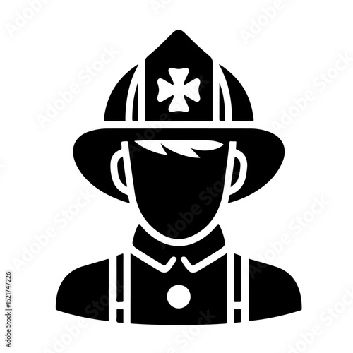 Female Firefighter Helmet Silhouette for Firefighting and Bravery Design