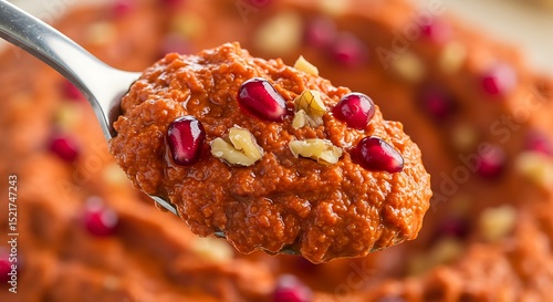 Spoonful of Muhammara (Red Pepper Dip)