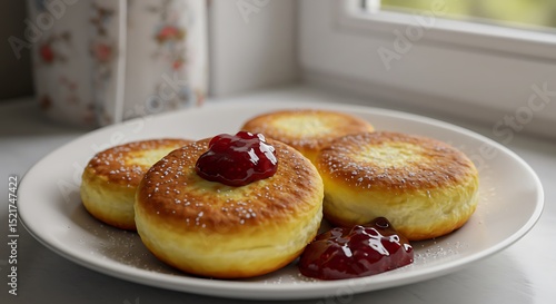 Syrniki (Russian Cottage Cheese Pancakes) with Jam