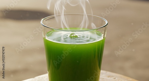  Tea Glass of Arabic Mint Tea with Steam