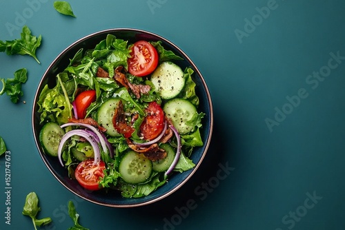 Colorful Salad With Fresh Vegetables on a Blue Background Showcasing Healthy ...