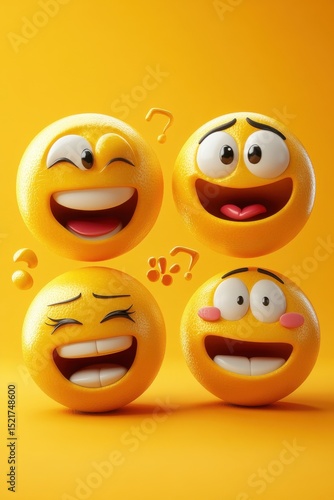 Wallpaper Mural Isolated 3D emoji pack, happy, wink, surprise, sad Torontodigital.ca