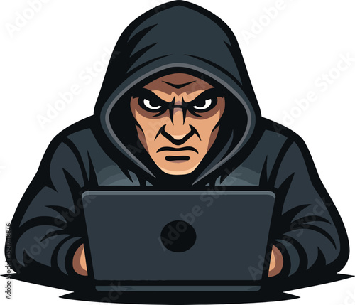 hacker stealing data from laptop
