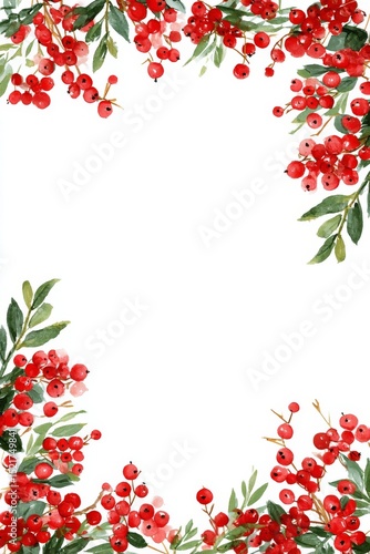 Beautiful Red Berry Border Design Suitable for Cards and Invitations