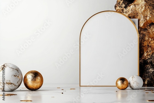 Elegant Display Featuring Gold and White Decor Elements in a Minimalist Setting