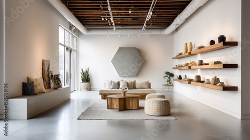 Wallpaper Mural Sophisticated showroom featuring contemporary furniture, shelves, and architectural details Torontodigital.ca