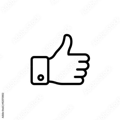 Vector icon of a thumbs up gesture in a minimalistic style on a white background copy space