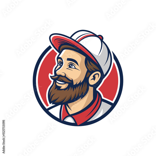 Man in Cap Icon Badge Emblem: An emblem featuring a man wearing a cap, perfect for sports teams and Esports organizations.