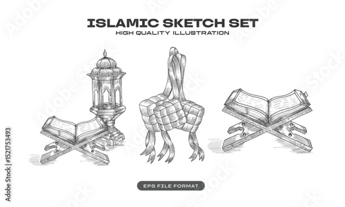 Islamic Religious Symbols Sketch Art Set