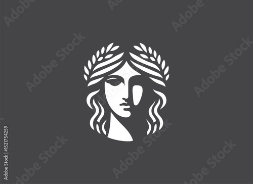 Greek Goddess Minimal Logo, Greek Beauty Logo, Greek Goddess Vector, Greek Goddess Illustration, Greek Goddess Silhouette, Beauty, Skincare, Elegant, Luxury, Feminine, Hera, Athena