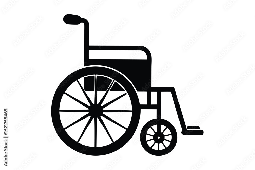 Fototapeta premium Stylized Black Wheelchair Graphic Mobility Assistance, Disability Aid, Medical Equipment, Accessibility Icon