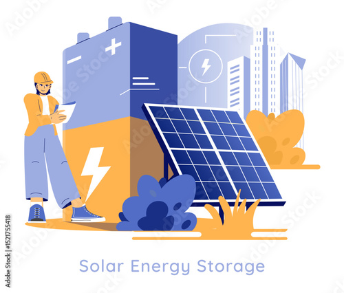 Solar Power. Flat Vector Illustration