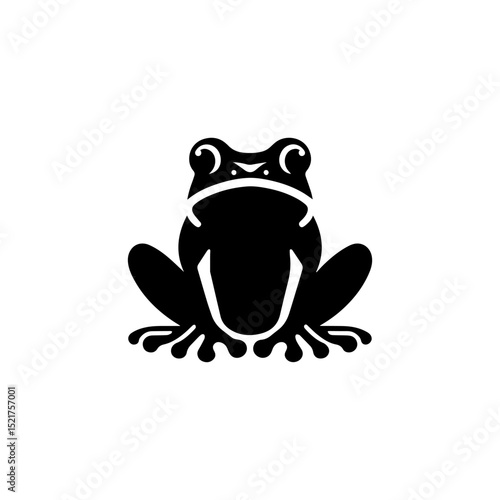 Minimalist black frog silhouette vector logo with abstract artistic details and distinctive amphibian shape