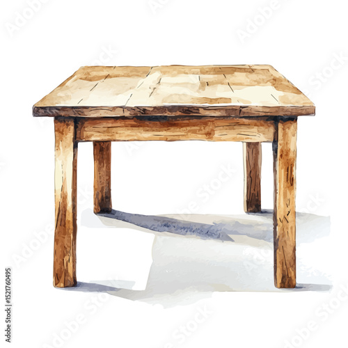Dining Table, watercolor drawing vector, high quality, isolated on a white background.