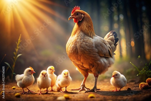 A free-range chicken, a brown hen with red feathers, stands on a farm, showcasing typical poultry and livestock used in agriculture