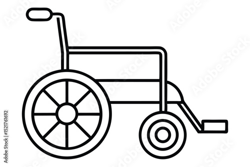 Photos Outline Illustration of a Wheelchair Featuring Large Wheels, Arm Rests, and Foot