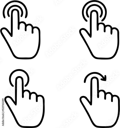 Touch Screen Gestures Icons: Tap, Click, Swipe & Interaction