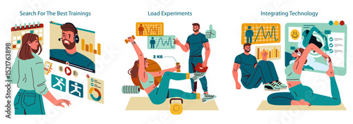 Personal Trainer. Flat Vector Illustration