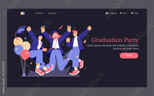 Graduation. Flat Vector Illustration