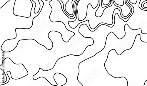 topographic map vector, imaginary landscape , black lines on white background. Topographic map. Vector background. Vector illustration