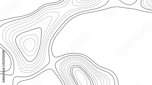topographic map vector, imaginary landscape , black lines on white background. Topographic map. Vector background. Vector illustration