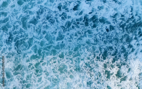 Top view. Foam on the ocean shore. Waves on the water. Contrasting image. Moody colors. Soft textured background. Mystic spring, Monotonous concrete background