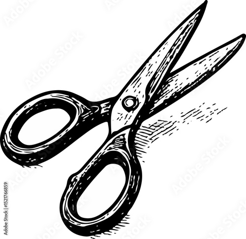Hand-drawn scissors illustration for cutting paper or craft use
