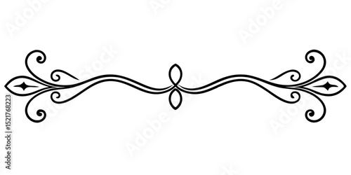 Elegant vintage border element design for page separators on a transparent background  