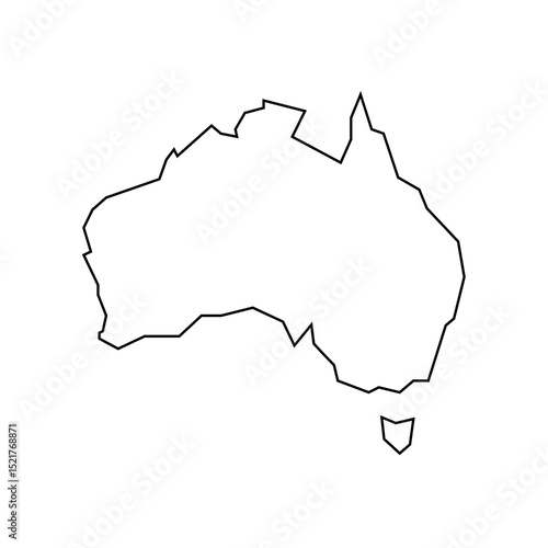 Australia Country map for travel and design presentation. Simple outline drawing Australian map