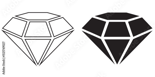 Diamond icon Black and white outline vector .Diamond icon Vector logo set flat