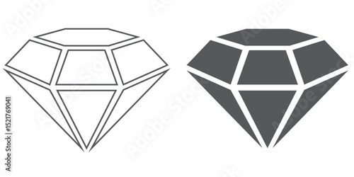 Diamond icon Black and white outline vector .Diamond icon Vector logo set flat
