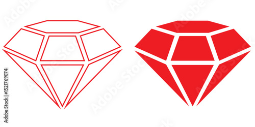 Diamond icon Black and white outline vector .Diamond icon Vector logo set flat