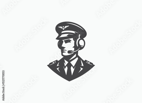 Pilot Minimal Logo, Marshall Logo, Commander Vector, Army man Logo, Officer Logo