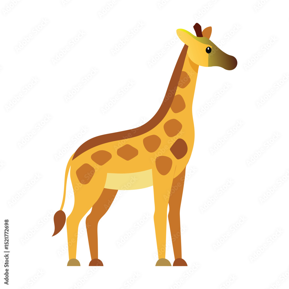 Fototapeta premium Flat Vector Illustration of a Standing Giraffe with Simple Design and Clean Lines