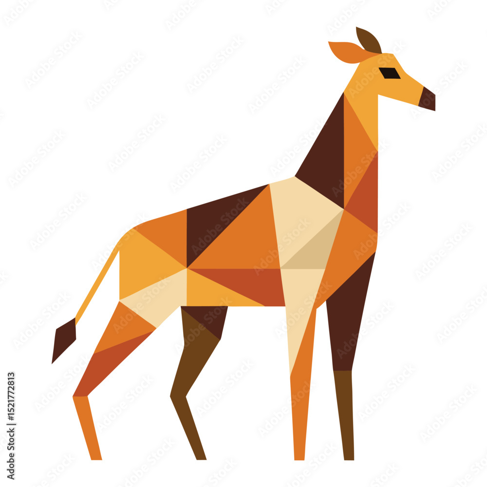 Obraz premium Modern Abstract Giraffe Vector Illustration with Geometric Shapes and Bold Color Palette