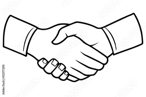 Outlined Image of Two Businessmen Shaking Hands in Agreement, Representing Partnership and Success