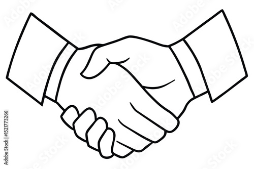 Outline Depiction of Handshake Between Two People Wearing Shirtsleeve, Symbolizing Agreement or Deal