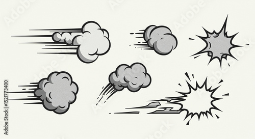 Comic speed clouds and bursts illustration