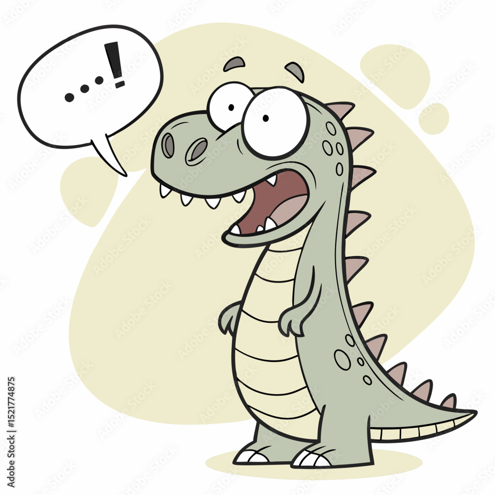 Obraz premium Funny Dinosaur Clipart with Speech Bubble 