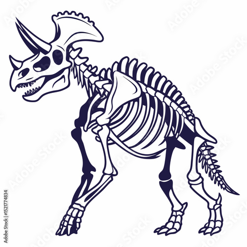 Dinosaur Skeleton Clipart in Line Art
