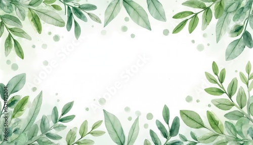 Wallpaper Mural Watercolor illustration of green foliage plants on white backdrop. Botanical spring summer leaves illustration. Perfect wedding invitations, greeting cards. Floral decor elements, fresh design. Torontodigital.ca