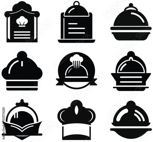 Set of Black and White Restaurant Icons