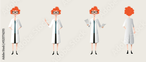 redhead nurse in scrubs with glasses