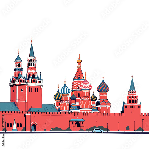 Vsai kremlin and st. Basil's cathedral forming moscow skyline, russia