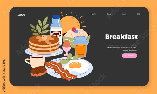 Family Breakfast. Flat Vector Illustration