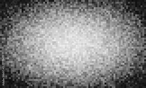 Soft pixel glitch noise gradient. Bright center fades into dark corners, creating a compressed data or digital blur texture. Modern abstract interface feel. Vector illustration.