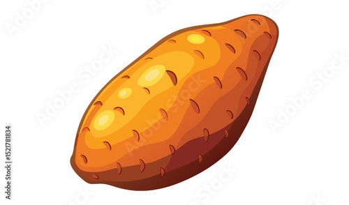Photo of single sweet potato isolated on white background