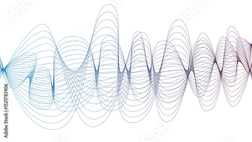 Vector curvy abstract line art wavy flowing dynamic colorful lines white background in concept music or sound, wave, wind, information flow pattern background wavy strings and threads flowy art	
